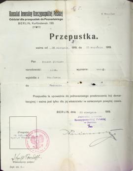 Przepustka pozwalająca na przekroczenie linii demarkacyjnej