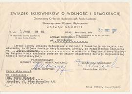 Zawiadomienie Zarządu Wojewódzkiego ZBoWiD