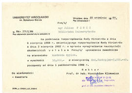 Pismo z Uniwersytetu Wrocławskiego