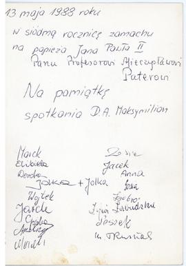 Pamiątka spotkania Duszpasterstwa Akademickiego Maksymilian