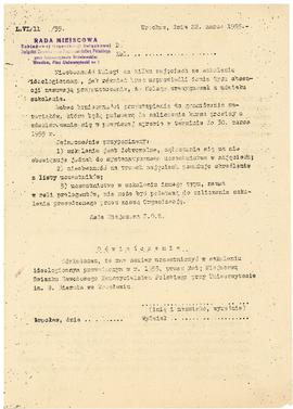 Upomnienie za nieobecność na szkoleniu ideologicznym