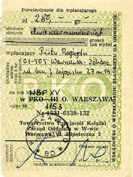 Potwierdzenie dla wpłacającego bankowy dowód wpłaty