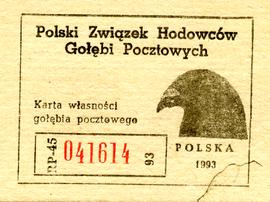 Karta własności gołębia pocztowego