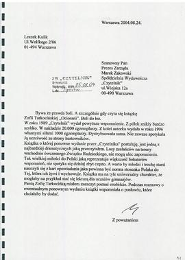 Syberyjska sonata. POSŁOWIE. Do książki pod tytułem „OCIOSANI” ZOFII TARKOCIŃSKIEJ. Czy to już ty...