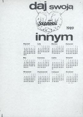 daj swoją Solidarność innym: kalendarz ścienny 1989