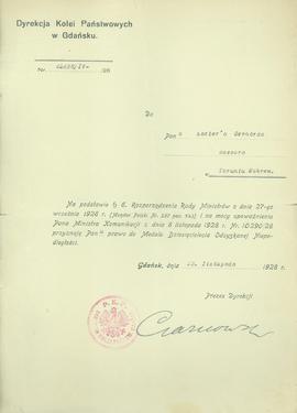 Zaświadczenie o odznaczeniu