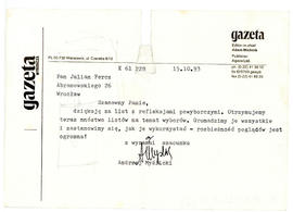 List z Gazety Wyborczej