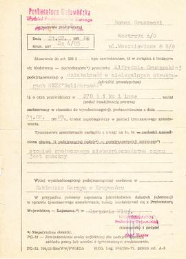 Zawiadomienie dot. tymczasowego aresztowania