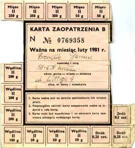 Kartka reglamentacyjna typu B 1981 r.
