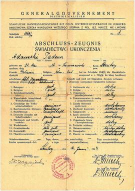Świadectwo Ukończenia Szkoły Handlowej