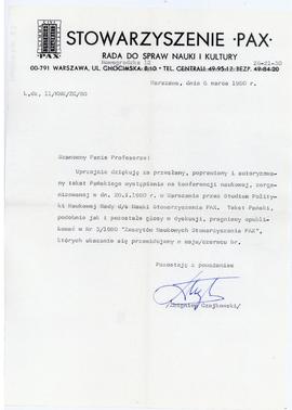 Pismo ze stowarzyszenia PAX