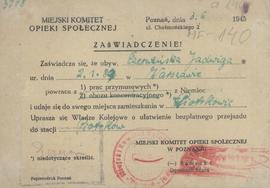 Zaświadczenie powracającego z prac przymusowych