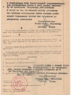 Postanowienie o uchyleniu i zmianie środka zapobiegawczego