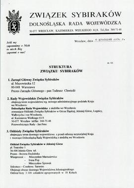 Informacja o Związku Sybiraków