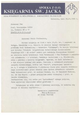 List od Ireny Mierzwy