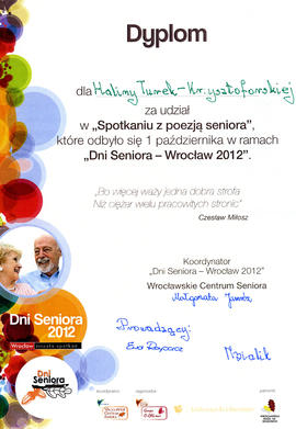 Zdjęcia: Dyplom z Centrum Seniora
