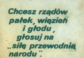 Chcesz rządów pałek, więzień i głodu, głosuj na "siłę przewodnią narodu"