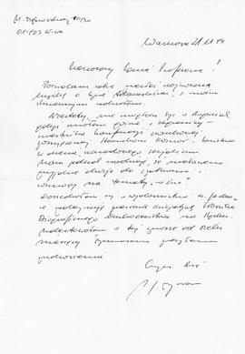 List od Jerzego Myszora