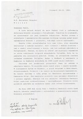 Pismo z Archiwum Diecezjalnego z Przemyśla